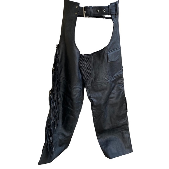 Leather Biker Motorcycle Chaps Size Medium JAFRUM Motorcycle Gear - Picture 3 of 13